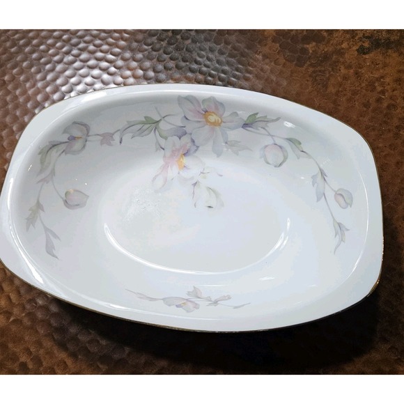 Epiag Pastelle 9" Rectangular Serving Bowl Czech Porcelain Floral Gold Trim - Picture 3 of 7